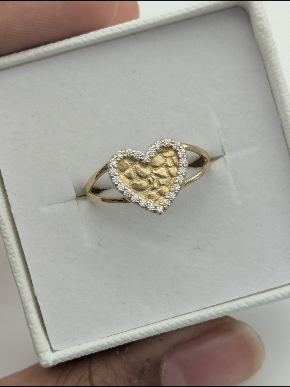 14kt Real Gold Women's Heart Nugget Ring size 7.5